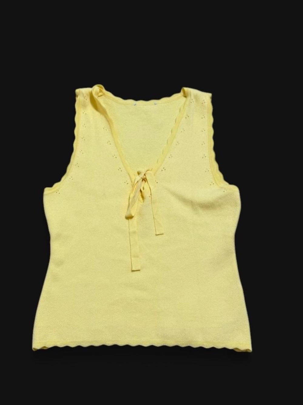 RIHOAS Pale Yellow Tie-Front Knit Tank
